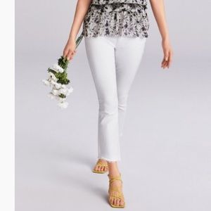 Cabi High Low Crop White Jean